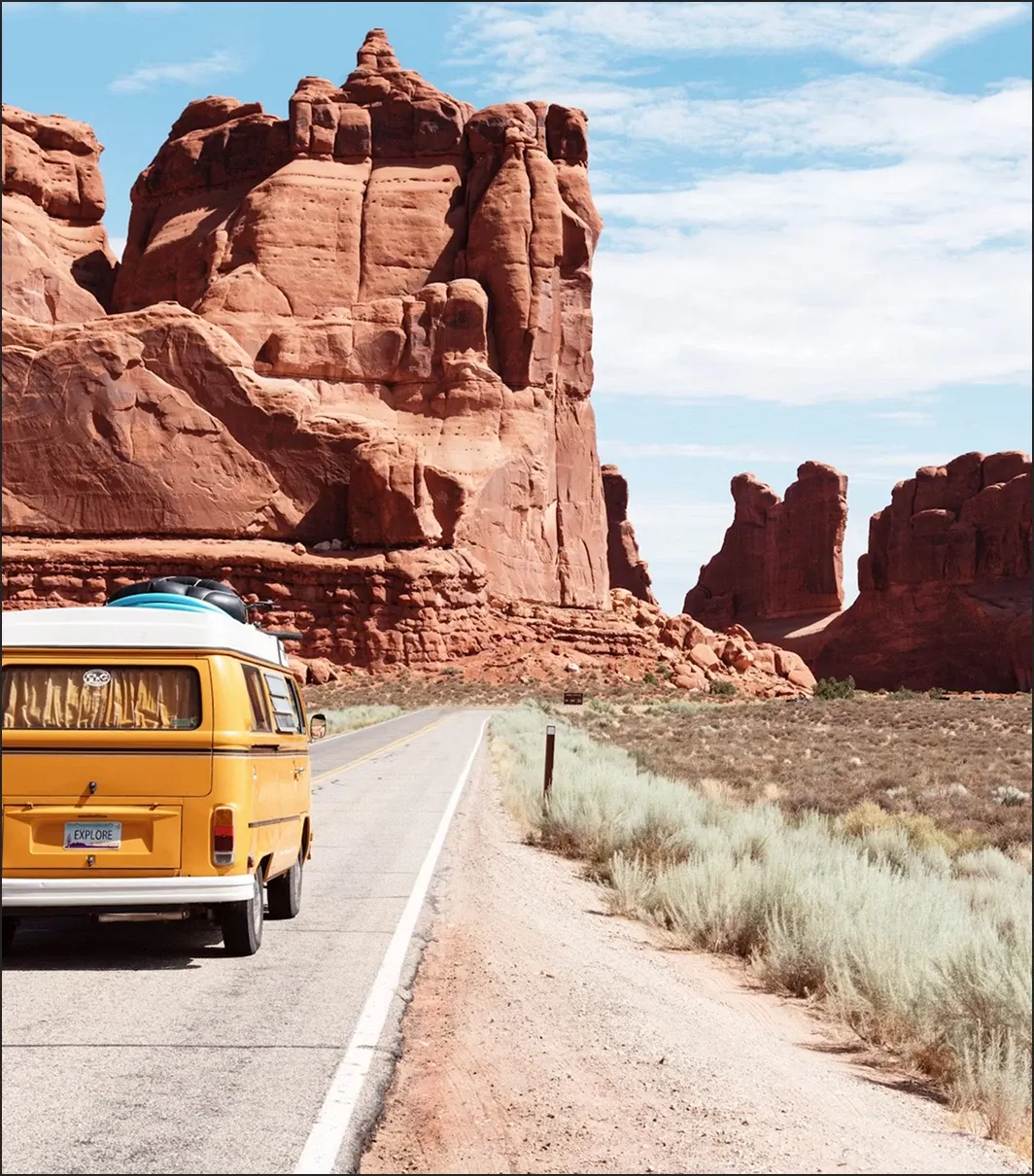 Traveler overlooking a panoramic landscape