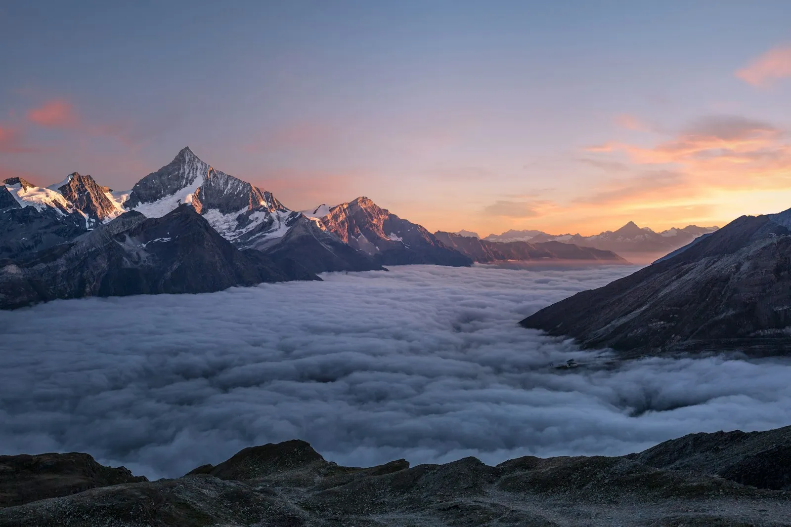 Swiss Alps mountain landscape with snowy peaks